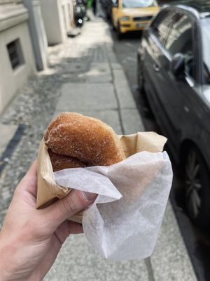 Cinnamon sugar vegan donut. Unreal levels of delicious.  at Sammy's Berliner Donuts in Berlin