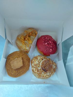 Salted Caramel, Raspberry Bomb, Biscoff Lotus, Bienenstich at Sammy's Berliner Donuts in Berlin