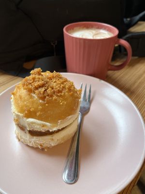 Carrot cake with a chocolate mocha. Sugar coma inducing.  at Sammy's Berliner Donuts in Berlin