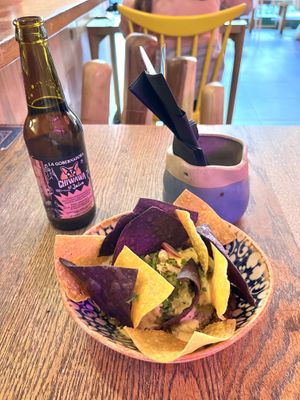 Beer + vegan nachos (half portion)  at Chiwawa Cantina in Gran Canaria