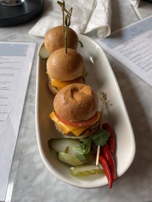 Cheeseburger sliders  at Willow Vegan Bistro in New York City
