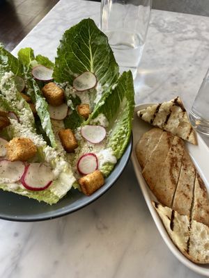 Cesar salad with chicken (you can ask for it to be chopped) at Willow Vegan Bistro in New York City