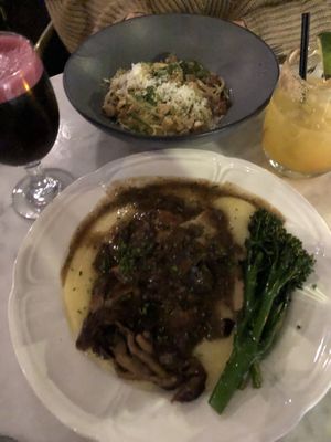 Porcini chick'n marsala & "scallop" cacio e Pepe at Willow Vegan Bistro in New York City