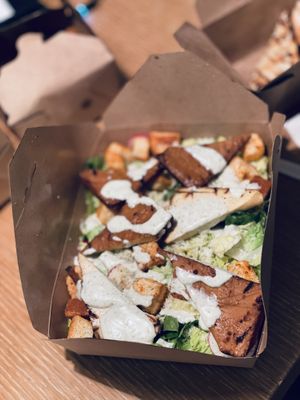 Caesar salad with grilled tofu was bangin'  at Willow Vegan Bistro in New York City