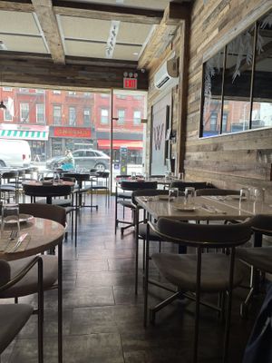 Interior is clean warm and cozy.  at Willow Vegan Bistro in New York City