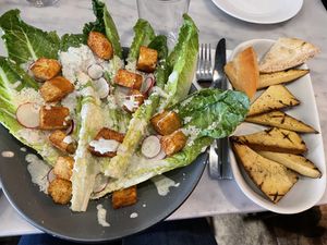 Cesar salad with tofu  at Willow Vegan Bistro in New York City
