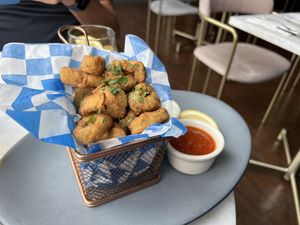 Calamari with oyster mushrooms   at Willow Vegan Bistro in New York City