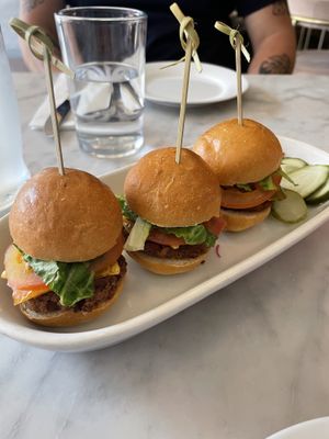 Cheeseburger sliders  at Willow Vegan Bistro in New York City