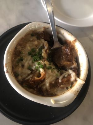 French onion soup. Yum!  at Willow Vegan Bistro in New York City