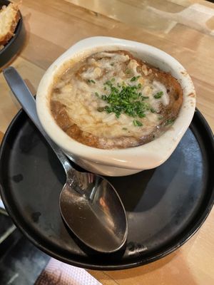 french onion soup  at Willow Vegan Bistro in New York City