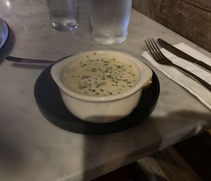 "Clam" chowder at Willow Vegan Bistro in New York City