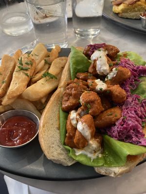 Nashville hot chick’n sandwich   at Willow Vegan Bistro in New York City