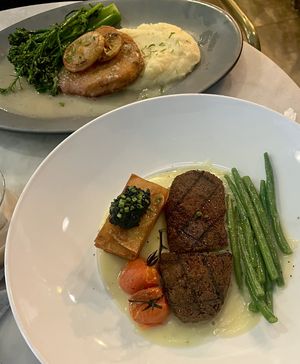 Chik’n Francese and Grilled Chunk Steak™ Filet  at Willow Vegan Bistro in New York City
