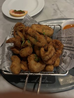 Oyster mushroom calamari   at Willow Vegan Bistro in New York City