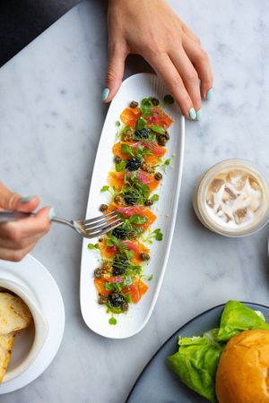 Salmon Crudo at Willow Vegan Bistro in New York City