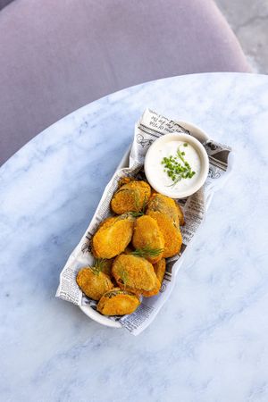 Fried Pickles at Willow Vegan Bistro in New York City