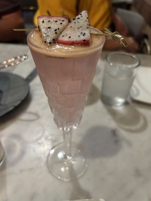 Dragon fruit gin cocktaill  at Willow Vegan Bistro in New York City