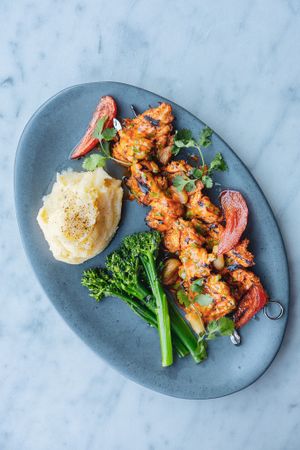 Honey Chipotle Chicken Skewers at Willow Vegan Bistro in New York City