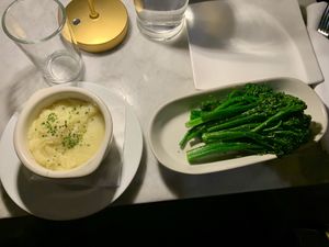 Mashed potatoes and Broccolini #Veganuary at Willow Vegan Bistro in New York City