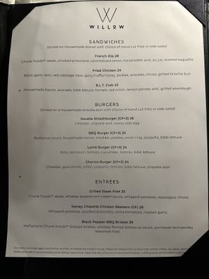 Menu  at Willow Vegan Bistro in New York City