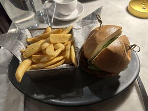 Fried chicken sandwich w/ fries  at Willow Vegan Bistro in New York City