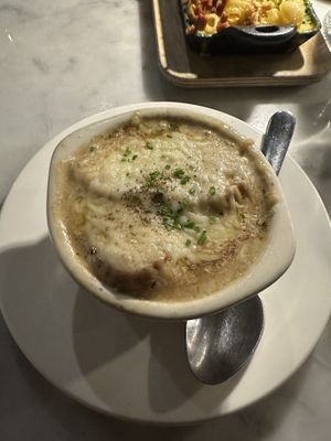 French onion soupp  at Willow Vegan Bistro in New York City