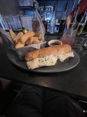 French dip sandwich with fries   at Willow Vegan Bistro in New York City