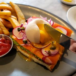 Vegan egg!! at Willow Vegan Bistro in New York City