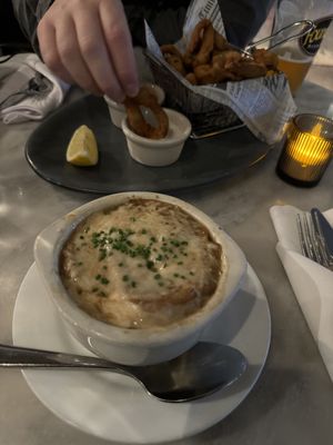 French onion soup   at Willow Vegan Bistro in New York City
