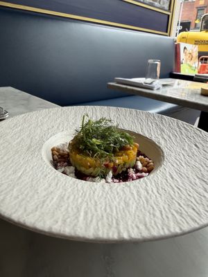 Beet and avocado tartare  at Willow Vegan Bistro in New York City