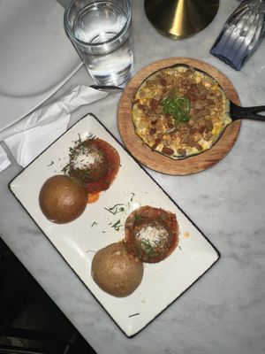 Parmesan meatball sliders and smoked Mac and cheese  at Willow Vegan Bistro in New York City