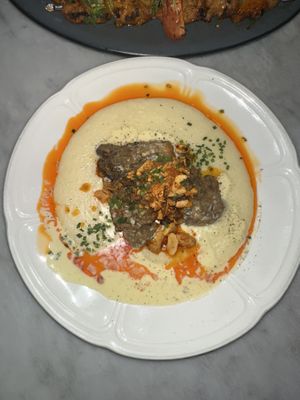 Cheese grits & hen of the woods - flavorless   at Willow Vegan Bistro in New York City