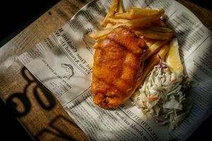Vegan phish and chips at Fionn's in Winnipeg