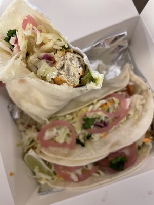 Close up of the phish tacos  at Fionn's in Winnipeg