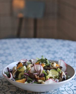 Mushroom and cashew salad at Café Com Calma in Lisbon