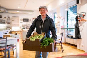 The farmer delivering fresh vegetables at FreuRaum in Eisenstadt