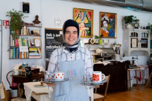 Yasemin serving coffee like you want at FreuRaum in Eisenstadt