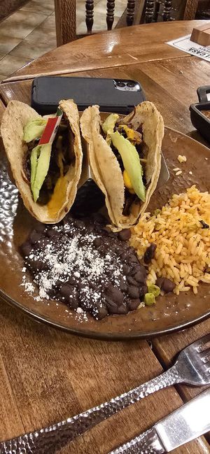 Mushroom and potato tacos (picture taken before they fixed the cheese on the beans)  at Mi Casa in Breckenridge