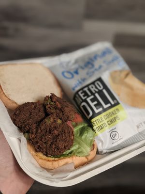 Falafel sandwich and chips at Zim's Cafe in Lexington