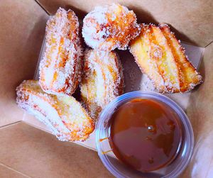 churros freshly piped to-order with cinnamon sugar (v) (df)

+ add dulce de leche (goat's milk caramel) at Taco Rio in Harrison Hot Springs