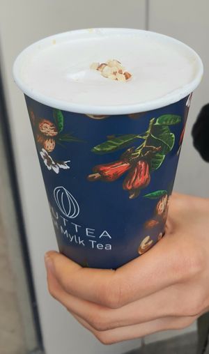 Mango fruit tea with nut cream at NUTTEA - La Trobe St in Melbourne