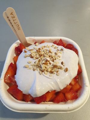 Strawberry bingsu with taro nut cream $14.80 at NUTTEA - La Trobe St in Melbourne
