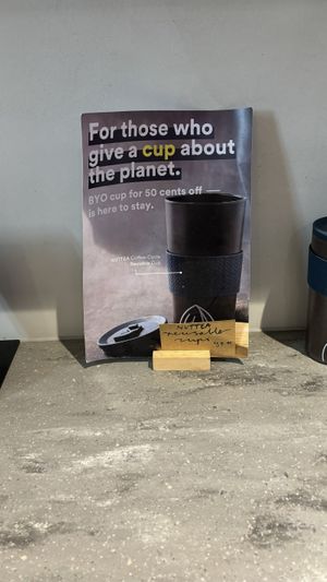 Bring your own cup or buy their cup to reuse!  at NUTTEA - La Trobe St in Melbourne