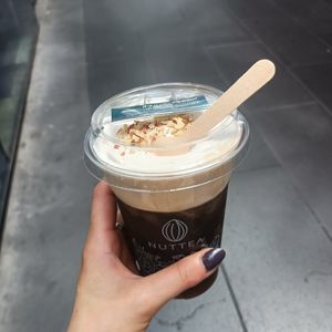 Coffee with added nut cream at NUTTEA - La Trobe St in Melbourne