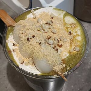 Matcha with nut cream and kinako mochi at NUTTEA - La Trobe St in Melbourne