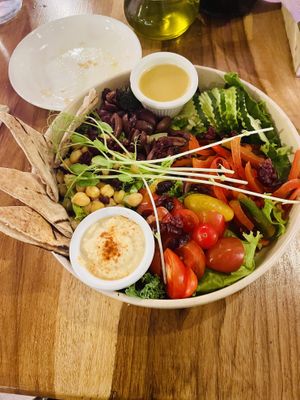 Mediterranean bowl without feta  at El Chante Verde in La Fortuna