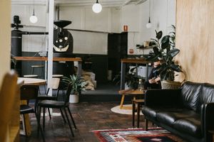 Homey interior & coffee roaster at Brighter Coffee in Stanmore