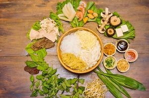 Noodle soup ingredients at Bumi - Pursimiehenkatu in Helsinki