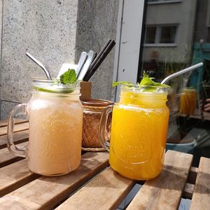 Tamarind iced tea, passion fruit iced tea at Nam in Cologne