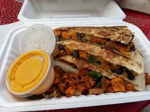 Brunch quesadilla at Spacecat V-stro in Ferndale